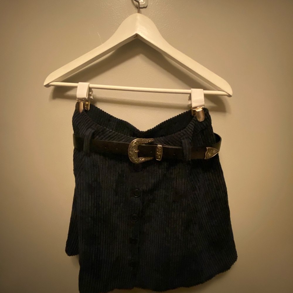 Bershka navy blue corduroy skirt size L